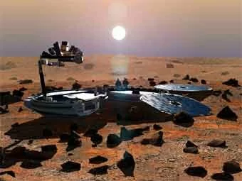Так мог выглядеть Beagle-2, если бы он достиг поверхности Марса. Изображение с сайта www.beagle2.com